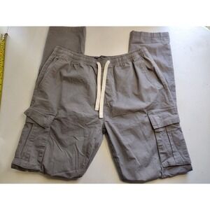 Forever 21 Men Grey Ripstop Cargo Jogger Pants Elastic Waist Size Large